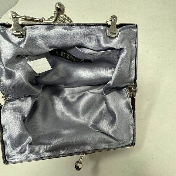 Bijoux Terner‎ Evening Clutch Silver Beaded Pattern Spider Web Shoulder Strap - Picture 5 of 10